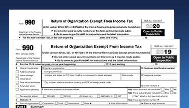 Policies and Documentation 990s v3 graphic Image of 990 Form